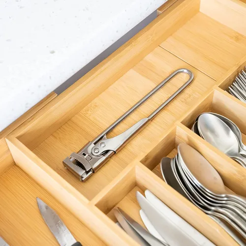 Miniatura 8 de Abridor de tarros ajustable, abrebotellas manual multifuncional de acero inoxidable, abridor de latas, agarrador de tapa de frasco, herramienta