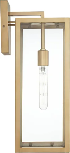 Miniatura 7 de John Timberland Titan - Juego de 2 lámparas de pared modernas para exteriores, marco rectangular dorado suave de 20 1/4 pulgadas, paneles de vidrio