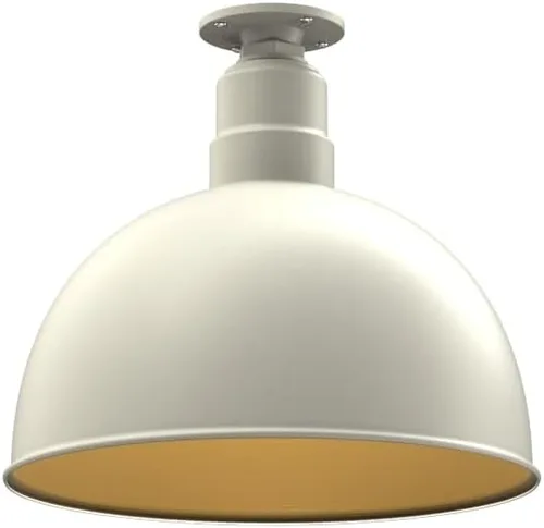 Miniatura 44 de Steel Lighting Co. Colgante de cuenco rosa Lámpara montada en el techo Cúpula de 15 pulgadas vástago de 12 pulgadas Estilo granero de acero