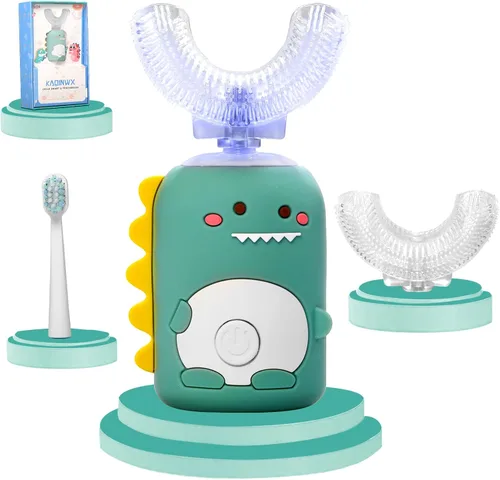 Cepillo de dientes eléctrico en forma de U para niños de 2 a 12 años, cepillo de dientes recargable para niños pequeños con temporizador inteligente