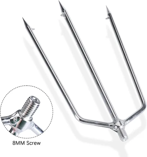 Miniatura 5 de Goture Pescado Lanza Rana Lanza Púas Acero Inoxidable Púas Pesca Arpón Pesca Gig Gaff Tenedor Gancho Tornillo para Rana y Peces Lanza Tenedor