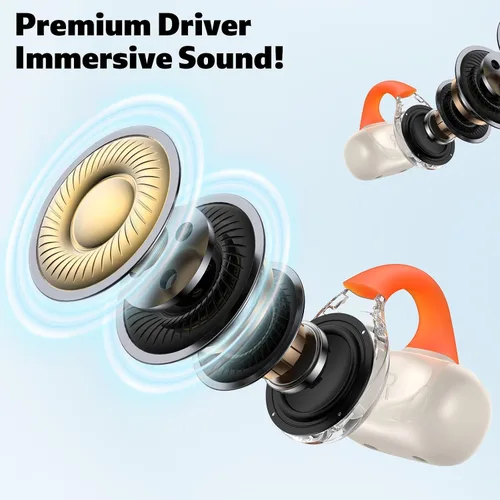 Miniatura 4 de TOPAUX Auriculares inalámbricos de oreja abierta con clip seguro Auriculares deportivos blancos Conducción ósea ligera Auriculares Bluetooth