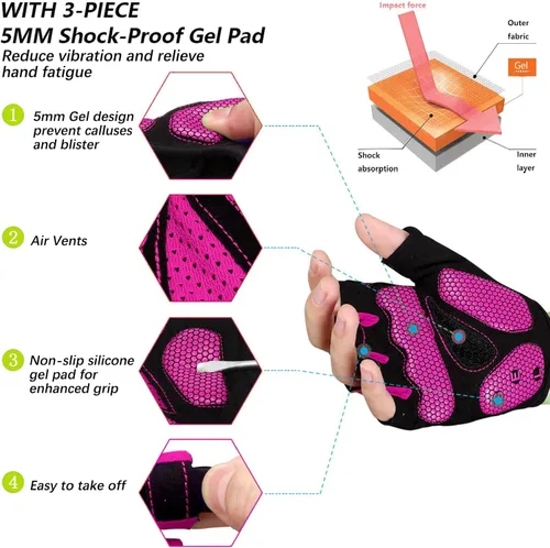 Miniatura 2 de MOREOK - Guantes para bicicleta de montaña (MTB) y ciclismo de descenso (DH), para hombres, de medio dedo, con almohadilla de gel que absorbe