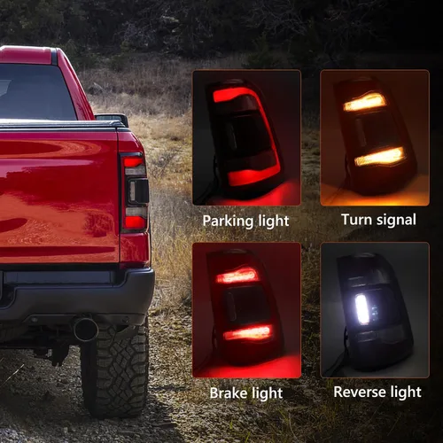 Miniatura 2 de FIONE: Para Dodge Ram 1500 Ensamble de Luz Trasera Sin Zona Ciega 2019-2022 Tipo LED y Lente Roja Cromada Interior Lado Derecho del Pasajero Luz