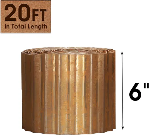 Miniatura 2 de Worth Bordes de Jardín de Corrugado Ancho Pre-Oxidado, 6" x 20 Pies Borde de Paisaje de Acero Resistente Tiras Largas de Metal Flexible para Camas
