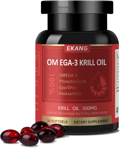 Aceite de krill antártico de 500 mg, omega-3 unido a fosfolípidos, EPA, DHA y astaxantina, fácil de absorber, apoya la salud del cerebro, el corazón
