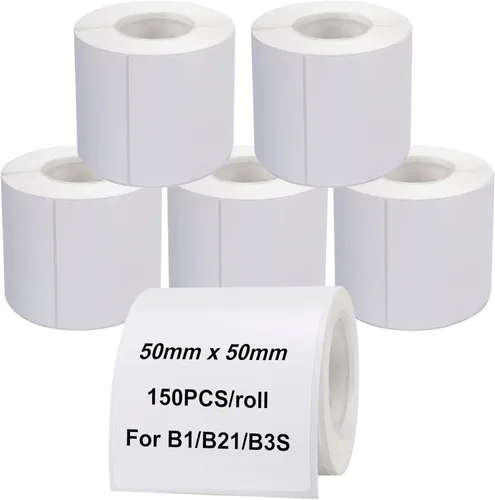 Cintas térmicas para impresora B21/B3S/B1, 1.96 x 1.96 pulgadas, 150 etiquetas/rollo, etiquetas adhesivas multiusos para oficina en casa, oficina,