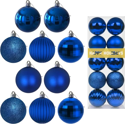 Miniatura 28 de Bolas de Navidad Grandes de 3.2" en Azul Bebé - Adornos para Árbol de Navidad, Bolas Colgantes Inastillables para Cumpleaños, Halloween, Boda