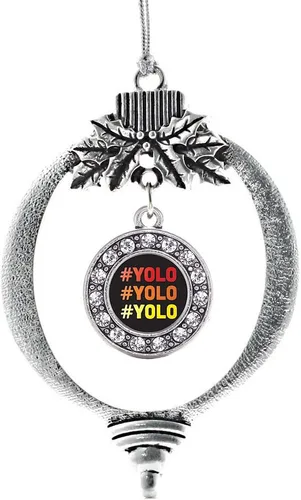 Miniatura 43 de Inspired Silver - Twin One - Adorno festivo de Navidad de plata - Adorno festivo de árbol de Navidad con dije de círculo y circonita cúbica