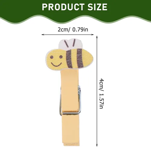 Miniatura 3 de ABOOFAN 30 pinzas para la ropa con cuerda de madera con clips de fotos de abeja para colgar fotos, ropa, manualidades, artes al aire libre e