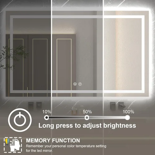 Miniatura 4 de Espejo LED para baño de 20 x 28 pulgadas, espejos de tocador de baño iluminados con luces, espejo antivaho más brillante con iluminación frontal