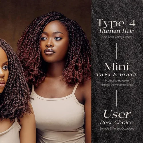 Miniatura 6 de BLL Afro Kinkys - Cabello humano a granel, 100% cabello humano para mini torsión, trenzas, extensiones de rastas, cabello rizado afro, color negro a