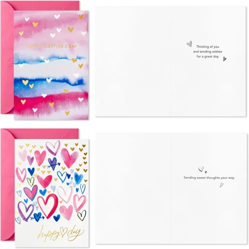 Miniatura 4 de Hallmark Surtido de tarjetas del día de San Valentín, lámina dorada y acuarela (36 tarjetas y sobres)