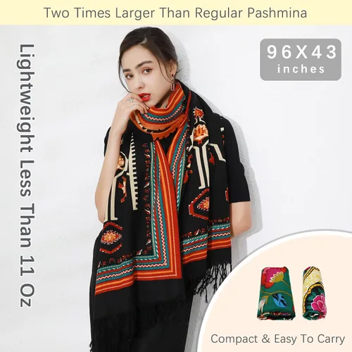 Miniatura 89 de DANA XU Manta de pashmina extragrande 100% de lana merina, bufanda de viaje, bufanda de cachemira para mujer, otoño e invierno, chal de gran