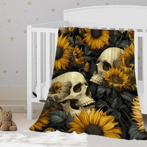 Miniatura 22 de YeeJu Manta de Halloween pequeña de fantasma espeluznante negro, manta de Halloween para bebé, manta acogedora suave y ligera de felpa de forro