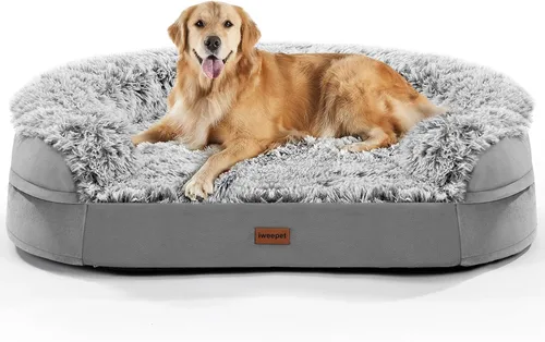 Miniatura 8 de iweepet Camas ortopédicas esponjosas para perros grandes y extragrandes, sofá cama calmante de 41 pulgadas para perros con espuma de apoyo 28D