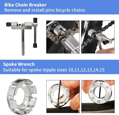 Miniatura 3 de Kit de herramientas para bicicleta, 10 piezas de herramientas profesionales de reparación de bicicletas para bicicleta de montaña con extractor de 6