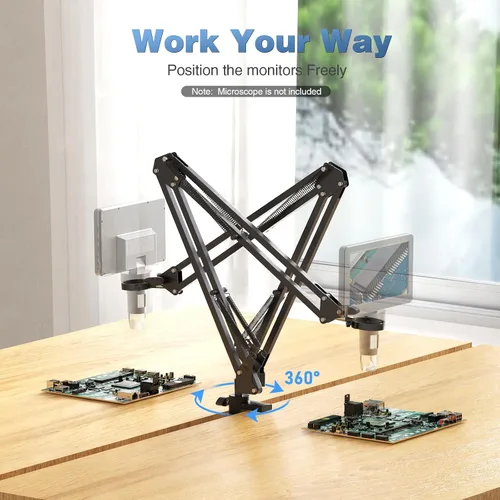 Miniatura 4 de Hayve Soporte de brazo para microscopio, soporte de metal ajustable con abrazadera y base de ojales, soporte de microscopio de moneda, compatible