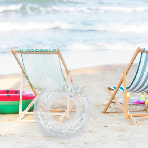 Miniatura 5 de Anillo de natación inflable transparente con lentejuelas brillantes, flotador de piscina de PVC de 24 pulgadas para niños, ligero y fácil