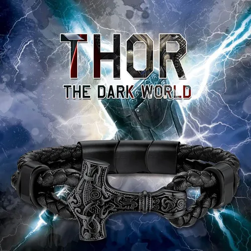 Miniatura 7 de Bestyle Pulseras vikingas trenzadas de cuero genuino para hombres y niños, estilo vintage, martillo de Thor, calavera, masón masónico, pulseras