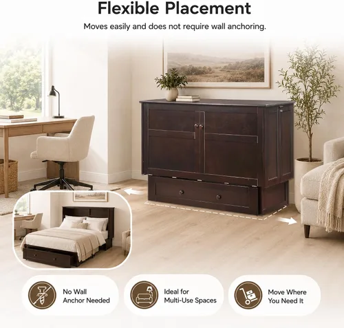 Miniatura 9 de Night & Day Furniture MUR-CLV-QEN-CH y MND-GMF-TRI-QEN MUR-CLV CH y MND-GMF-TRI-QEN - Cama Murphy con colchón, tamaño Queen, color chocolate