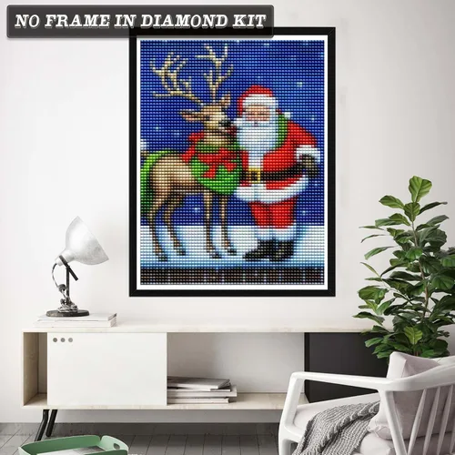 Wergund - Kits de pintura de diamantes de Papá Noel, kits de pintura de diamantes para adultos y niños, bordado de diamantes de imitación de