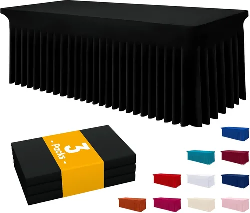 Miniatura 63 de Smiry Mantel de Spandex, Mantel Elástico Ajustable Extensible para Mesas Rectangulares de 6 Pies, Falda Cubierta de Mesa Impermeable y Lavable