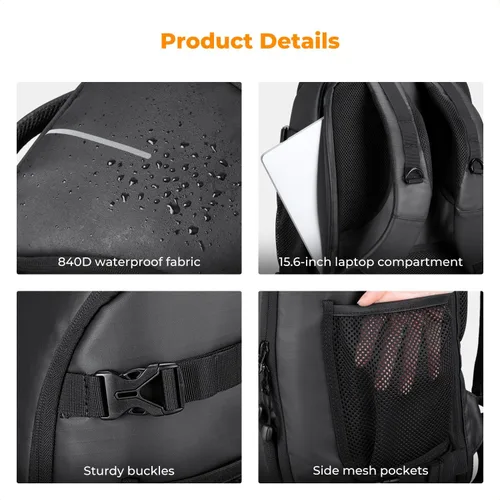 Miniatura 6 de K&F CONCEPT Mochila para cámara, bolsa de cámara de gran capacidad de 25 litros para fotógrafos con cubierta impermeable y compartimento para laptop