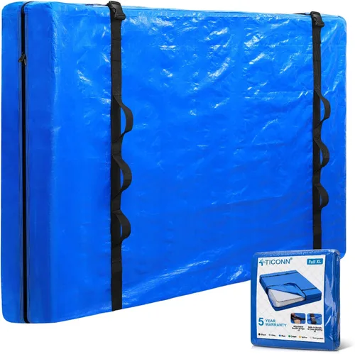 Miniatura 34 de TICONN Bolsas para colchón para mudanza, bolsa de almacenamiento de servicio pesado para colchón Full XL con asa perimetral y hebillas ajustables