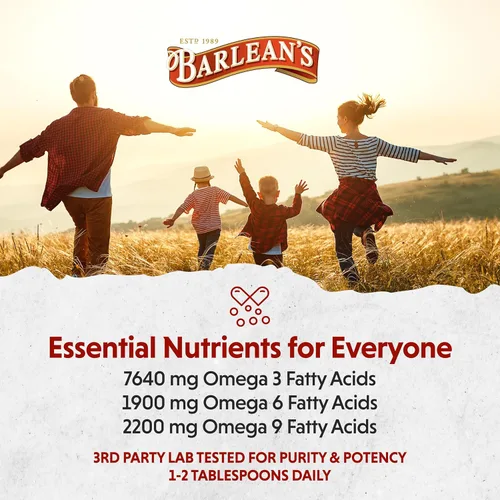 Miniatura 6 de Barlean's Aceite de linaza orgánico líquido de semillas frescas de lino prensadas en frío, 7,640 mg ALA Omega 3 Suplemento de ácidos grasos
