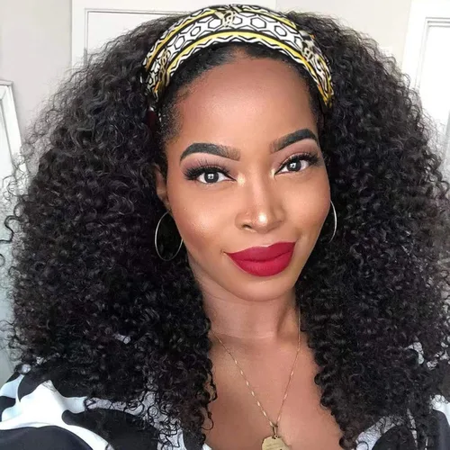 Miniatura 21 de Aiterina Peluca con Diadema de Cabello Humano Ombre con Mechas Rizado Peluca de Cabello Humano Pelugas con Diadema para Mujeres Negras Sin Encaje