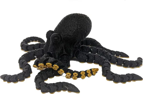 Miniatura 14 de Pulpo impreso en 3D – Personalizable, hecho a pedido Modelo animal articulado (pequeño, morado con tentáculos verde lima)