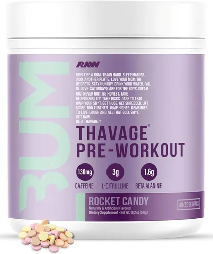 Miniatura 9 de RAW Polvo Pre Entrenamiento, Thavage (Fruta del Dragón) - Suplemento Nutricional Deportivo de Chris Bumstead para Hombres y Mujeres - Cbum Pre