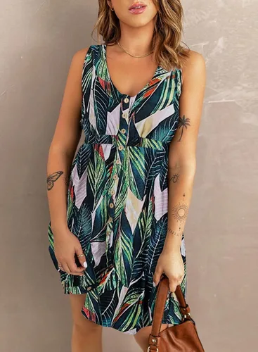 Miniatura 4 de Hount Vestido casual de verano sin mangas con botones y bolsillos para mujer 2023