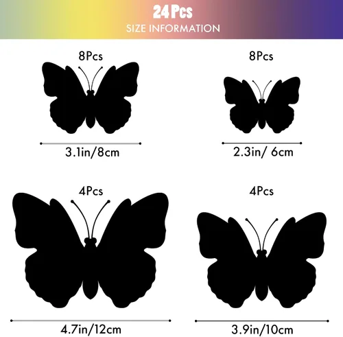Miniatura 6 de SAOROPEB Decoración de pared de mariposa 3D, 24 piezas de decoraciones de mariposa de doble capa para decoraciones de fiesta, decoración