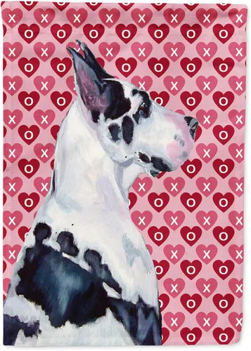 Miniatura 236 de Caroline's Treasures SS4484GF Bandera de jardín con diseño de bulldog inglés y corazones para el Día de San Valentín, bandera decorativa para patio