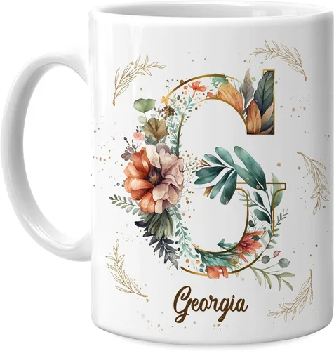 Miniatura 23 de Hyturtle Taza de café personalizada con inicial con nombre, monograma de cumpleaños, regalos de Navidad para niñas y mujeres, letra A del alfabeto
