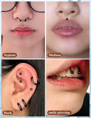 Miniatura 5 de 16G 20G Anillos de labio de herradura, septum, nariz, anillos de tragus de acero quirúrgico, hélice, caracola, torre, daith, snug, cartílago