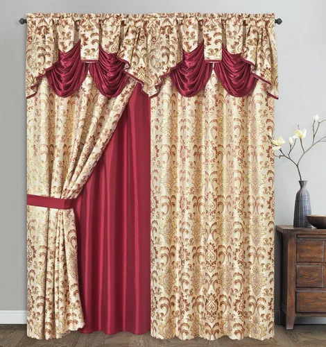 Miniatura 2 de GOHD Samba Star. Panel de cortina de ventana jacquard con cenefa elegante adjunta y respaldo de tafetán. Juego de 2 piezas. Cada pieza de 54