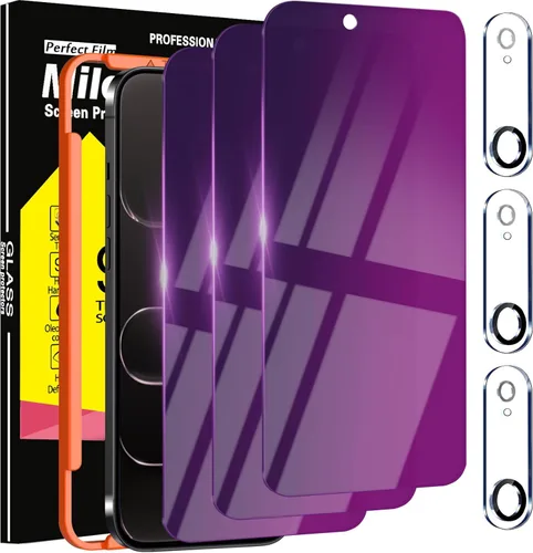 Milomdoi Paquete de 3 protectores de pantalla de privacidad coloridos degradados para iPhone Air [película privada antiluz azul para 17 Air], 3