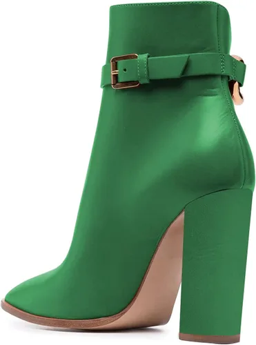 Miniatura 3 de FSJ Botas de tobillo con puntera puntiaguda para mujer tacón grueso cómodas ajustables con hebilla tallas 4-15 de EE UU