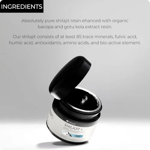 Miniatura 4 de Blisque - Suplemento de resina Shilajit orgánica pura del Himalaya para apoyo cognitivo con bacopa orgánica y gotu kola Auténtico y natural