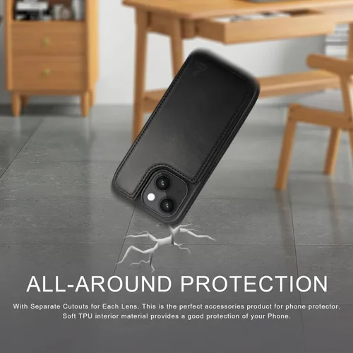 Miniatura 5 de DJDUCK Diseñado para iPhone 13 Funda tipo cartera con tarjetero, [Cubierta de cierre magnético] [Protección de cuero con bloqueo RFID] Fundas a Negro