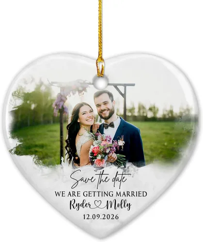 Miniatura 25 de Adorno Colgante de Cerámica con Foto Personalizada, Añade Cualquier Imagen Adorno de Aniversario Regalo para Él Ella Sr. Sra., Foto Personalizada