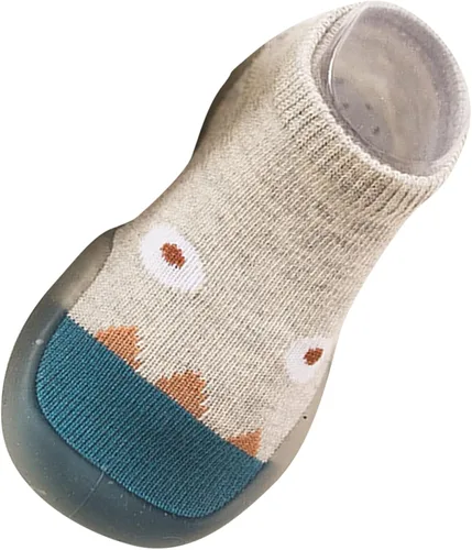 Calcetines de punto para bebés y niñas, zapatos de suela de goma de dibujos animados, zapatos de zapatos para niños pequeños, zapatos de primera