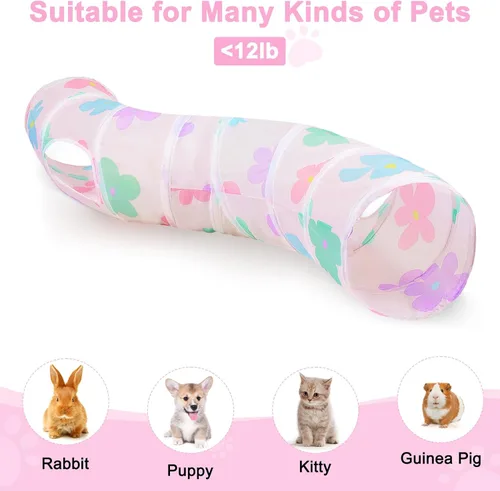 Miniatura 7 de Glittme Túnel para gatos, túneles para gatos de interior, cueva de gatos en forma de S con juguetes para gatos, tubos plegables para gatos y túneles