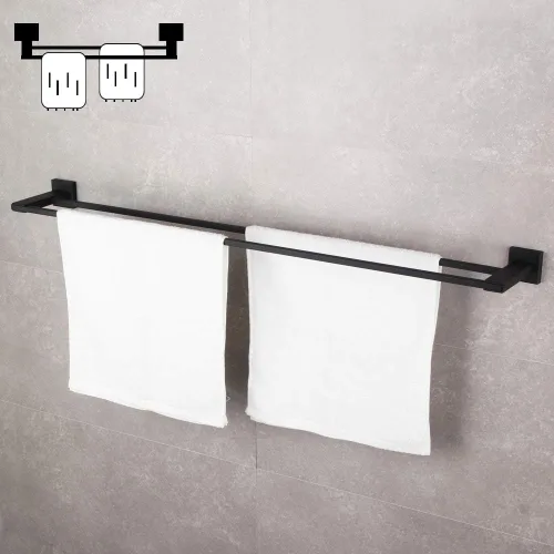 Miniatura 8 de GERZWY Toallero doble para baño, acero inoxidable, color negro mate, 36 pulgadas, estilo contemporáneo, montaje en pared JG1902C92-BK Cepillado