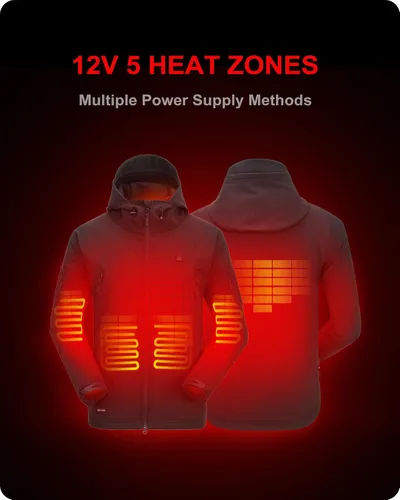 Miniatura 2 de DEWBU - Chaqueta térmica con batería de 12 V para invierno y exterior, con capa de calor eléctrica