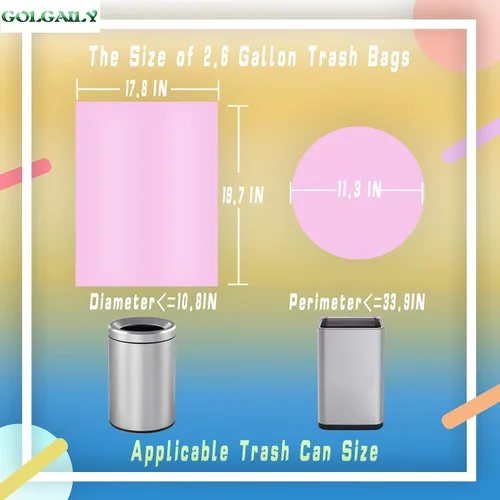 Miniatura 6 de 2 bolsas de basura de 2.6 galones, bolsa de basura pequeña 2 – 2.6 galones 10 litros, 150
