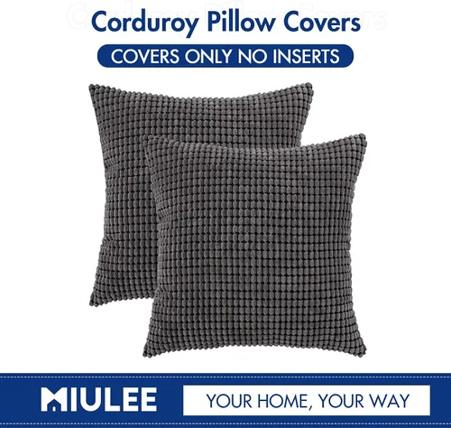Miniatura 9 de MIULEE - Fundas de almohada decorativa Funda de cojín suave y sólida para sofá cama Dormitorio., Terciopelo, gris, 18"x18